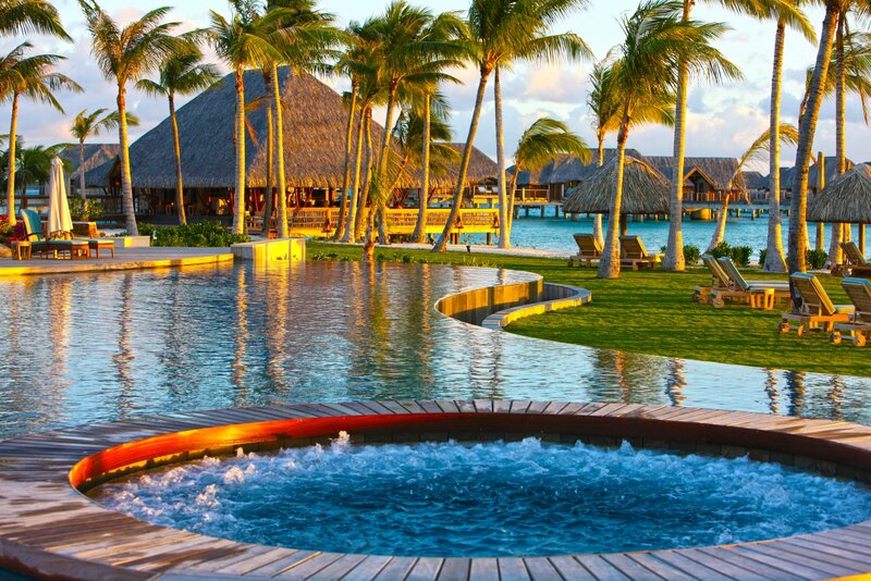Tropical Resort Pool — Blue, Serene, Sunset
