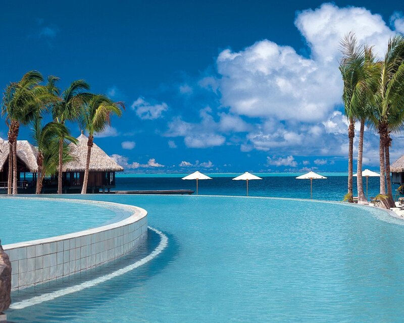 Tropical resort pool view