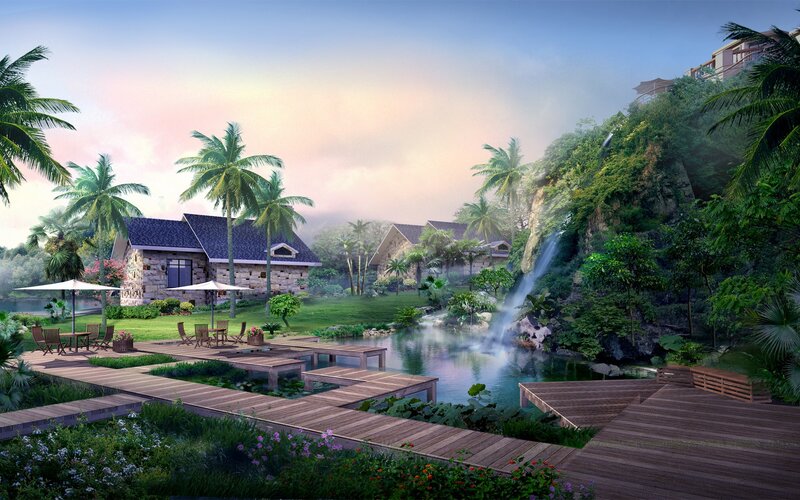 Tropical Resort Village — Green, Serene