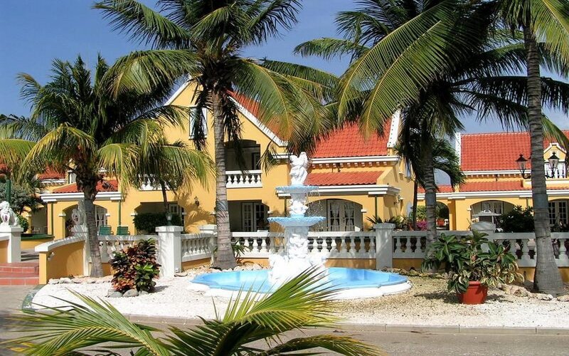 tropical resort with fountain