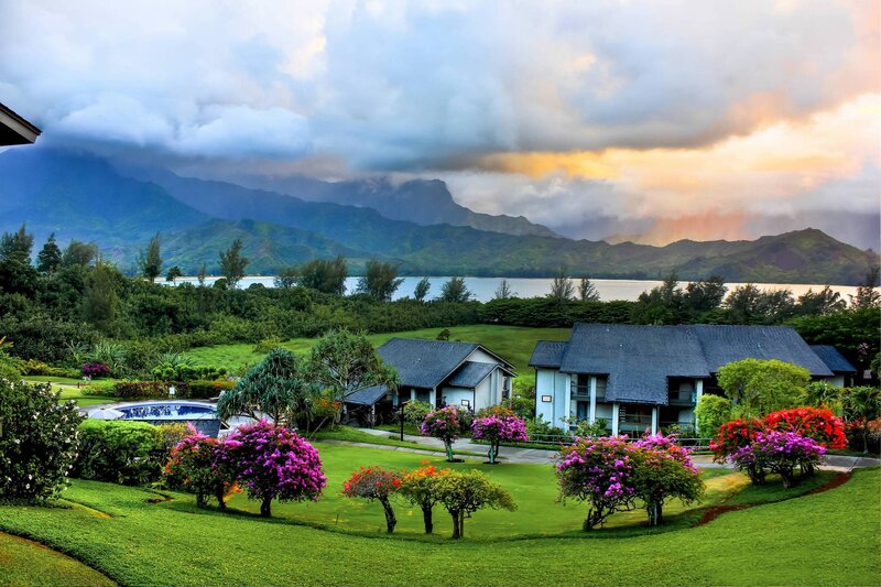 Tropical Resort with Mountains