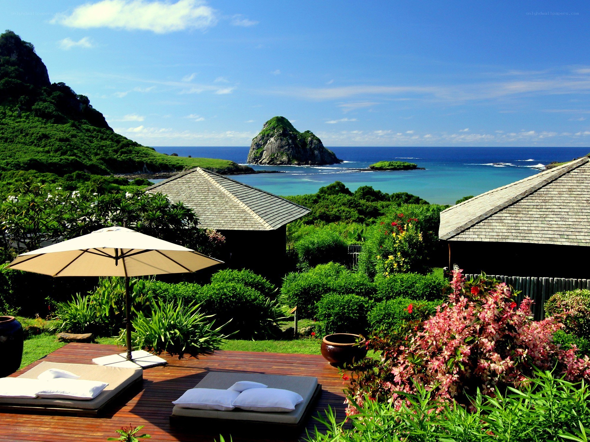 Tropical resort with ocean view
