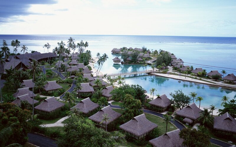 tropical resort with overwater bungalows