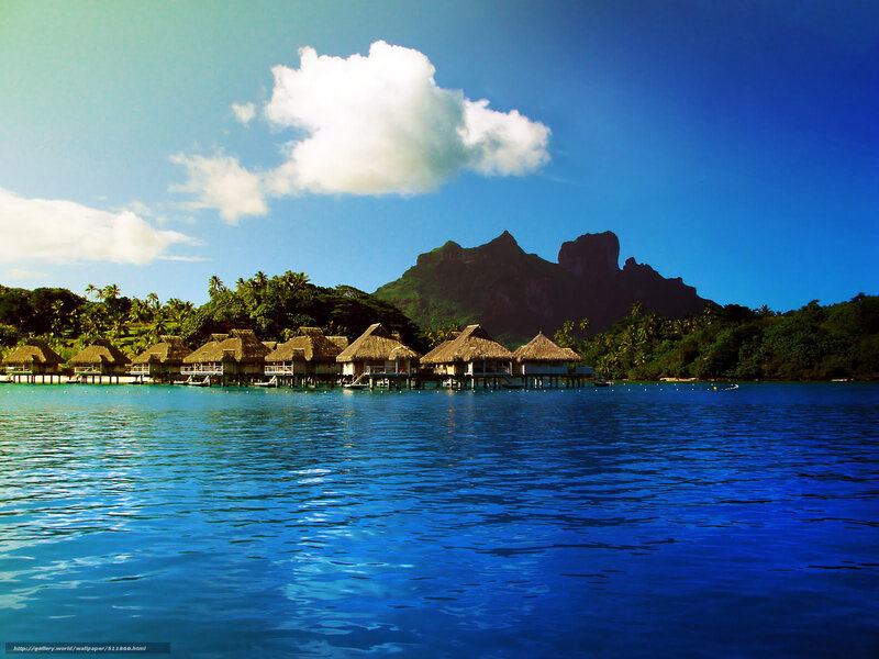 Tropical resort with overwater bungalows