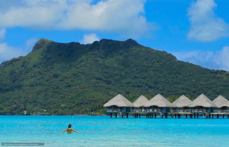 Tropical resort with overwater bungalows