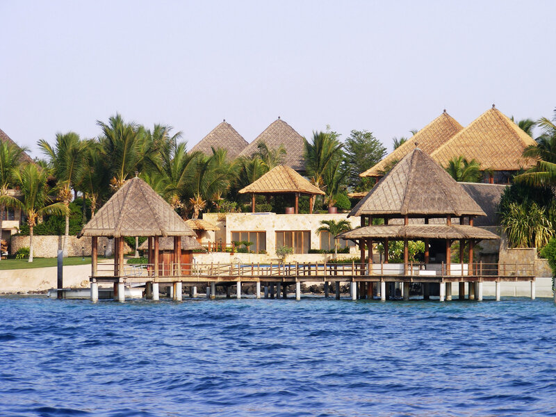 Tropical resort with overwater bungalows