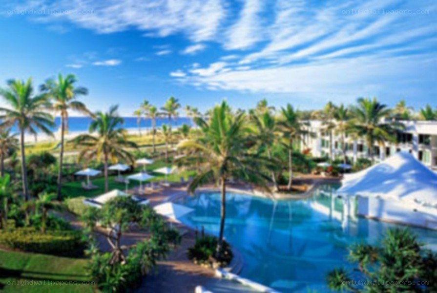 tropical resort with pool and beach