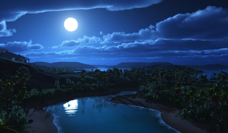 Tropical River at Night
