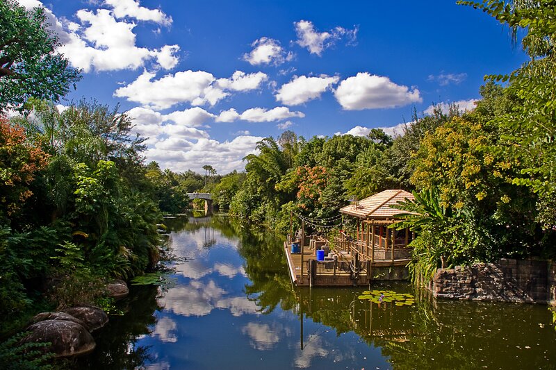 Tropical river with gazebo