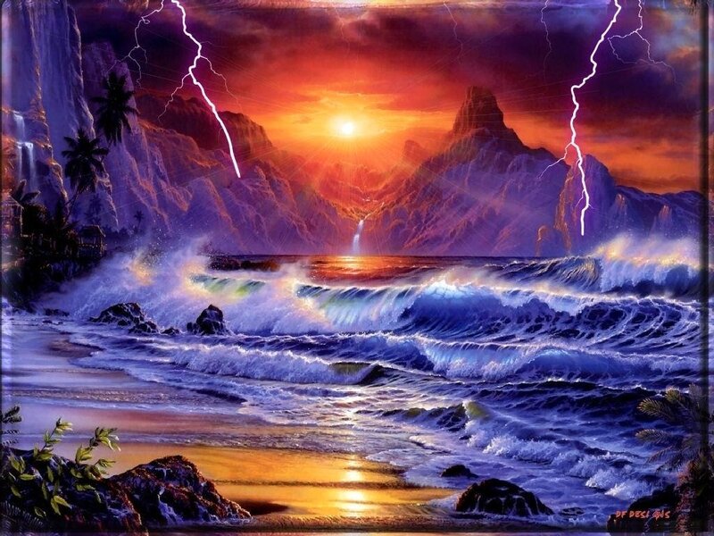 Tropical Storm at Sunset