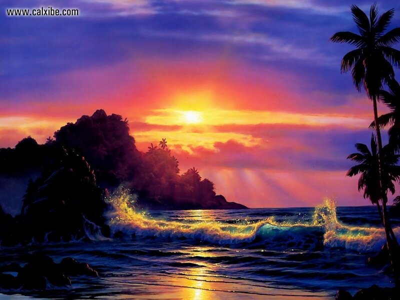 tropical sunset at sea