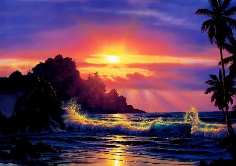 tropical sunset at the beach