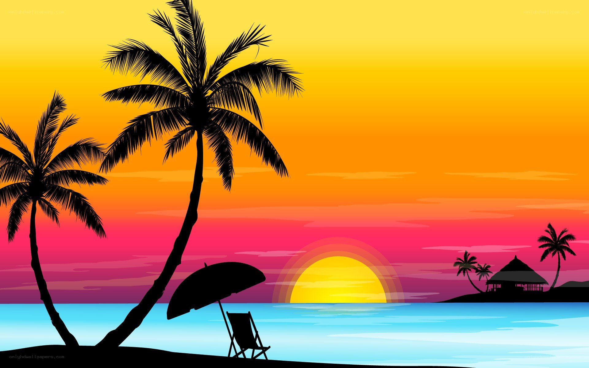 tropical sunset beach scene