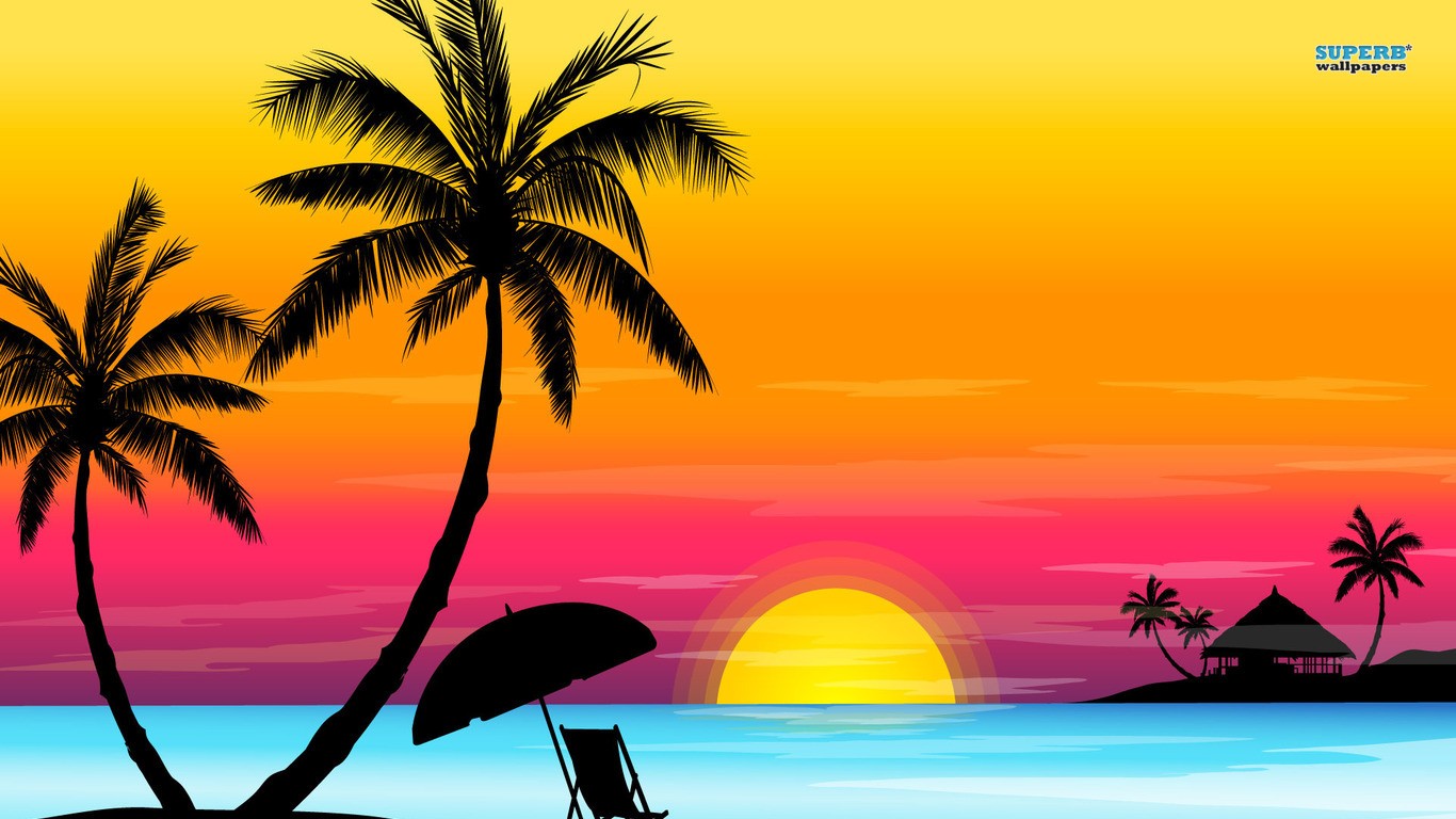 tropical sunset beach scene