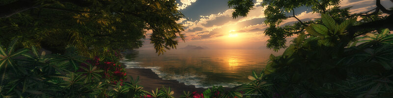 tropical sunset by the sea