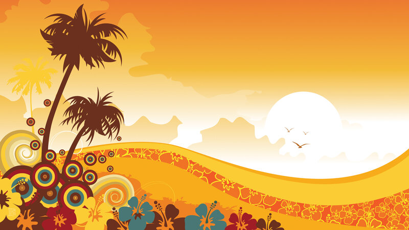 Tropical Sunset Landscape — Orange