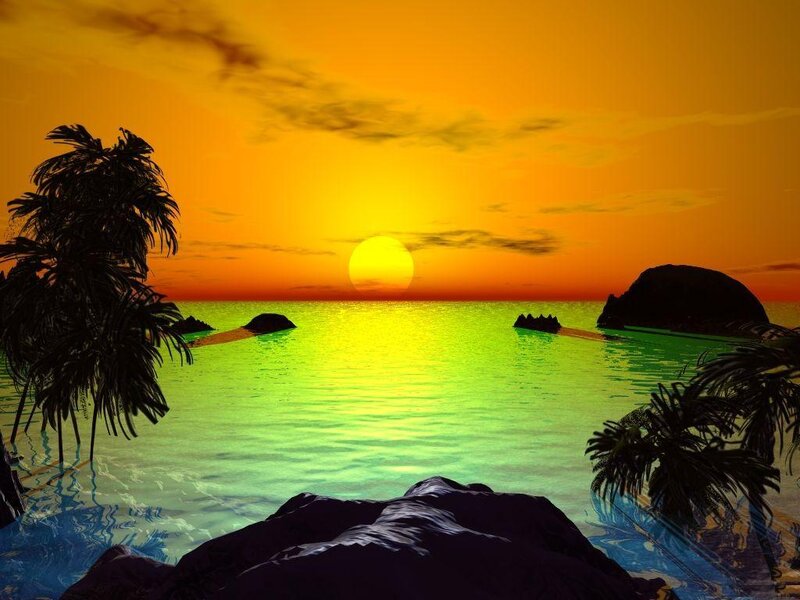 Tropical Sunset over Ocean — Orange