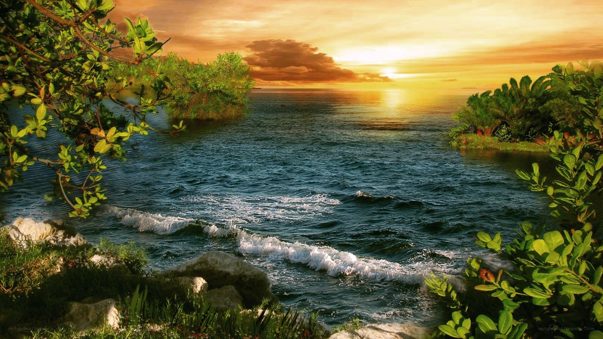 tropical sunset over the ocean