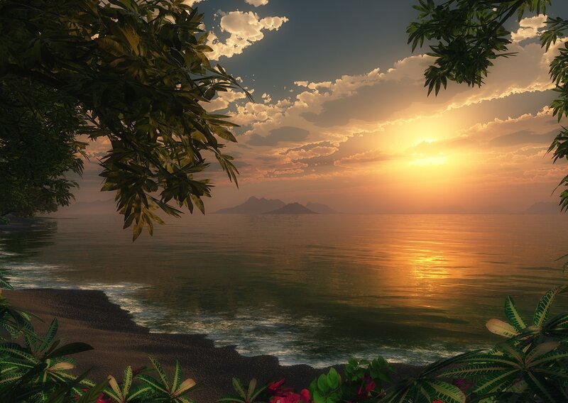 Tropical sunset over the ocean