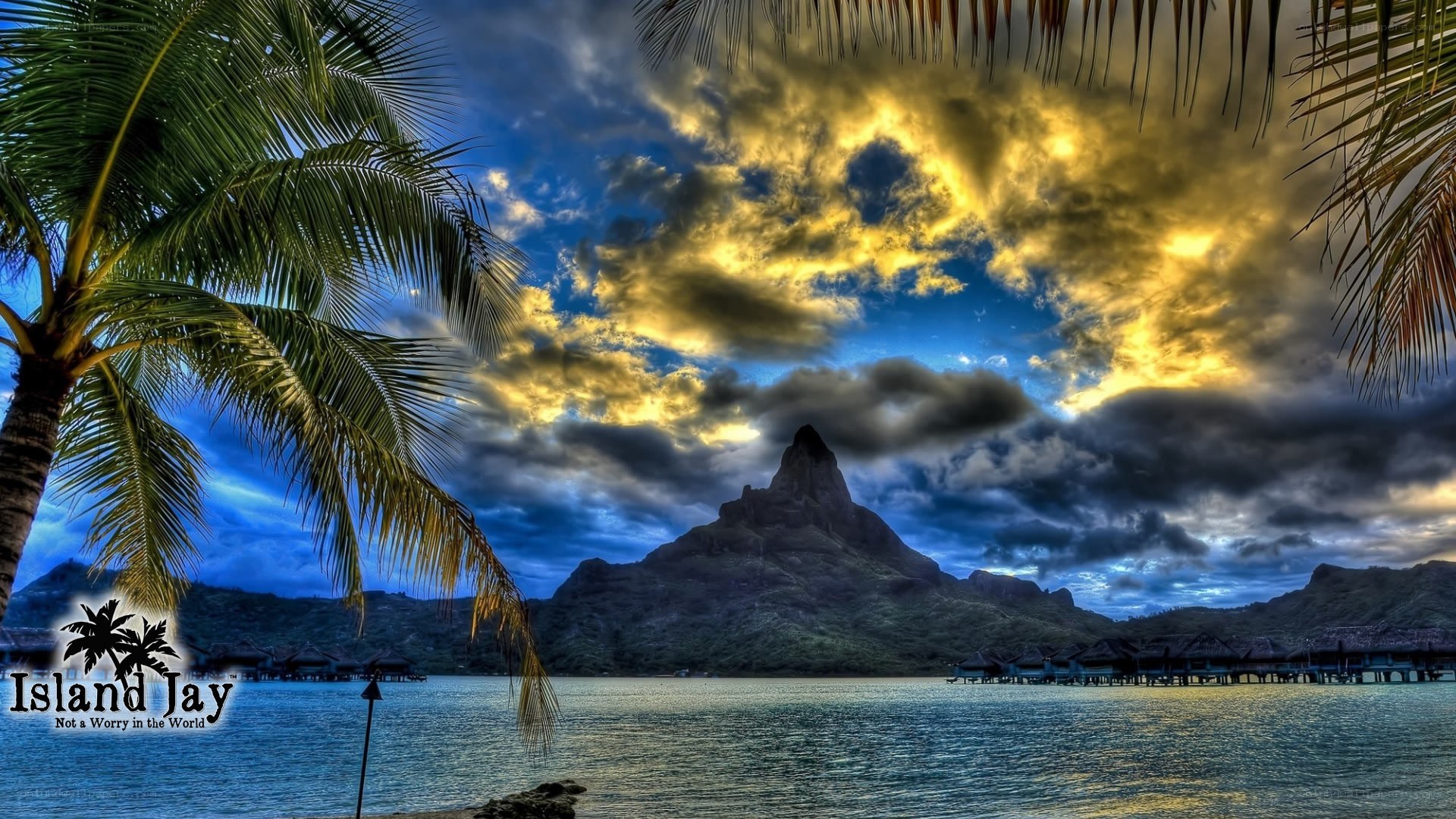 Tropical Sunset with Mountain View
