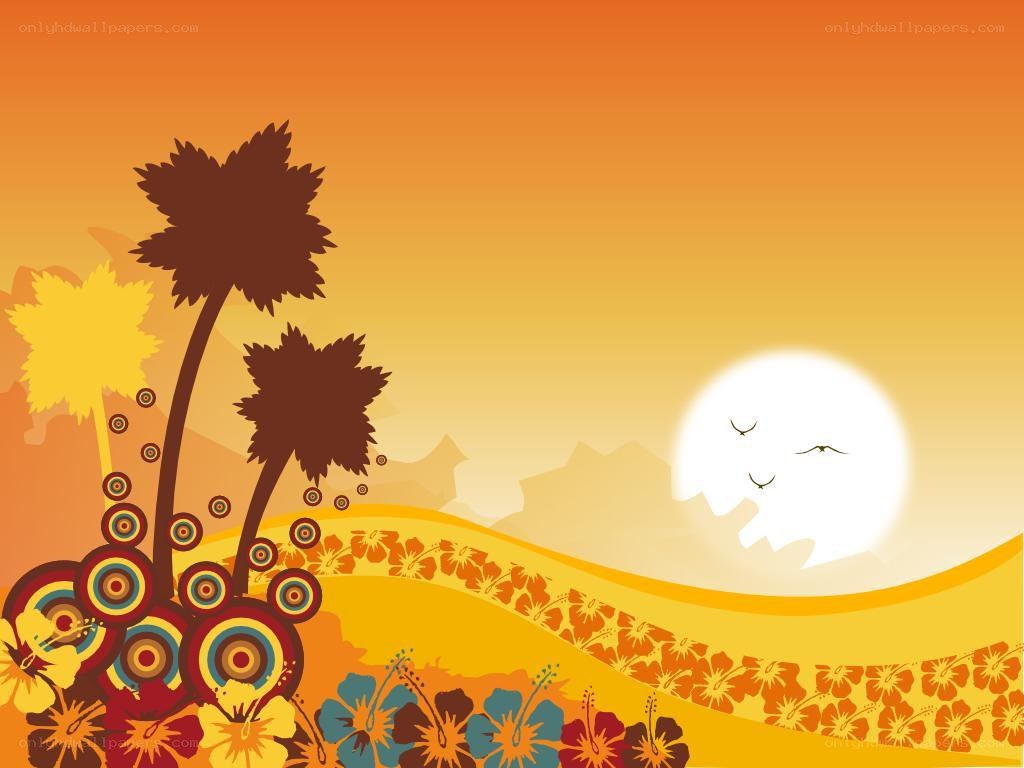 tropical sunset with palm trees
