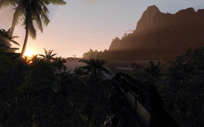 tropical sunset with weapon