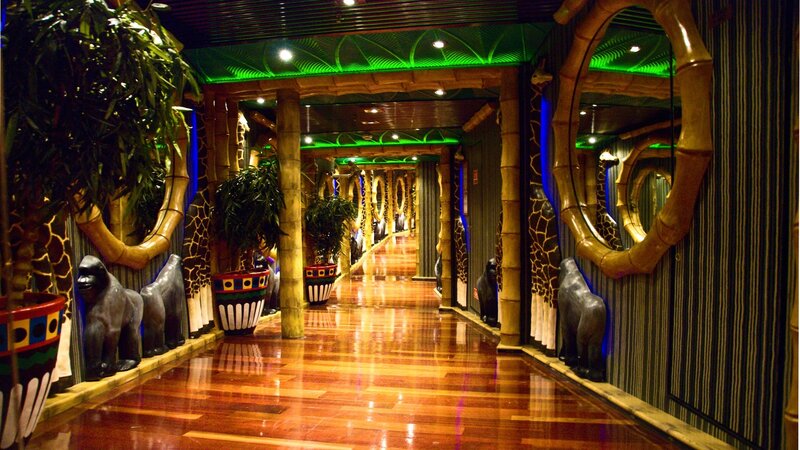 tropical-themed hallway