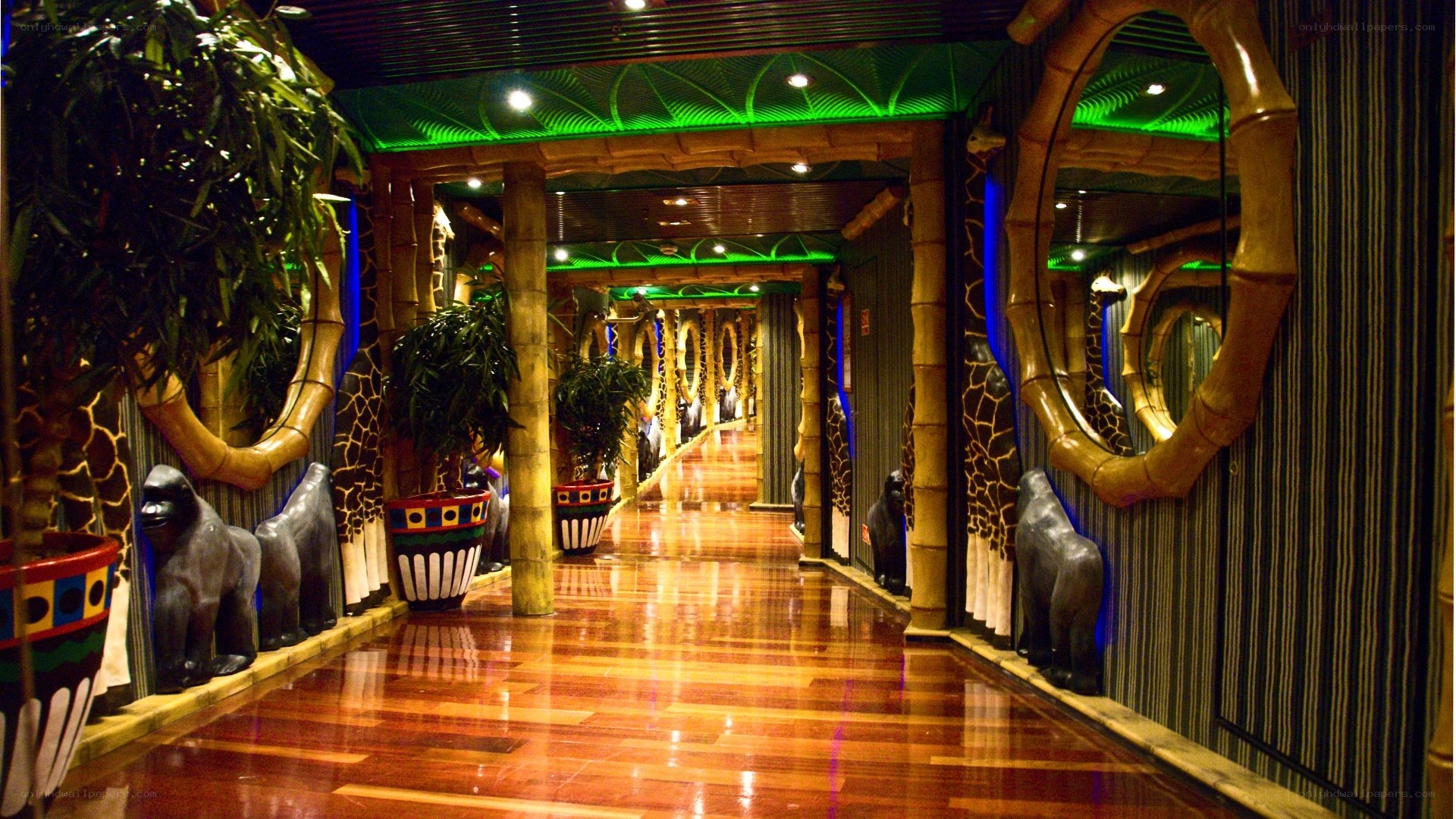 tropical-themed hallway