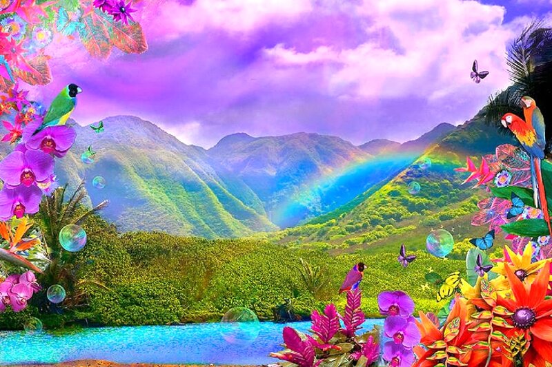Tropical Valley Landscape — Purple