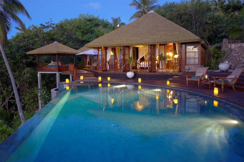 Tropical Villa at Night — Blue