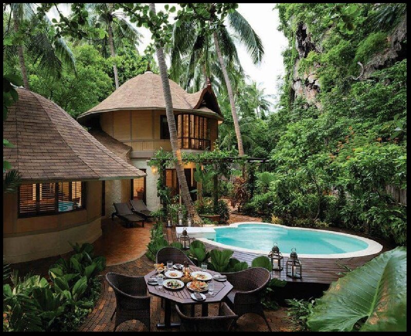 Tropical Villa with Pool — Green, Serene, Afternoon
