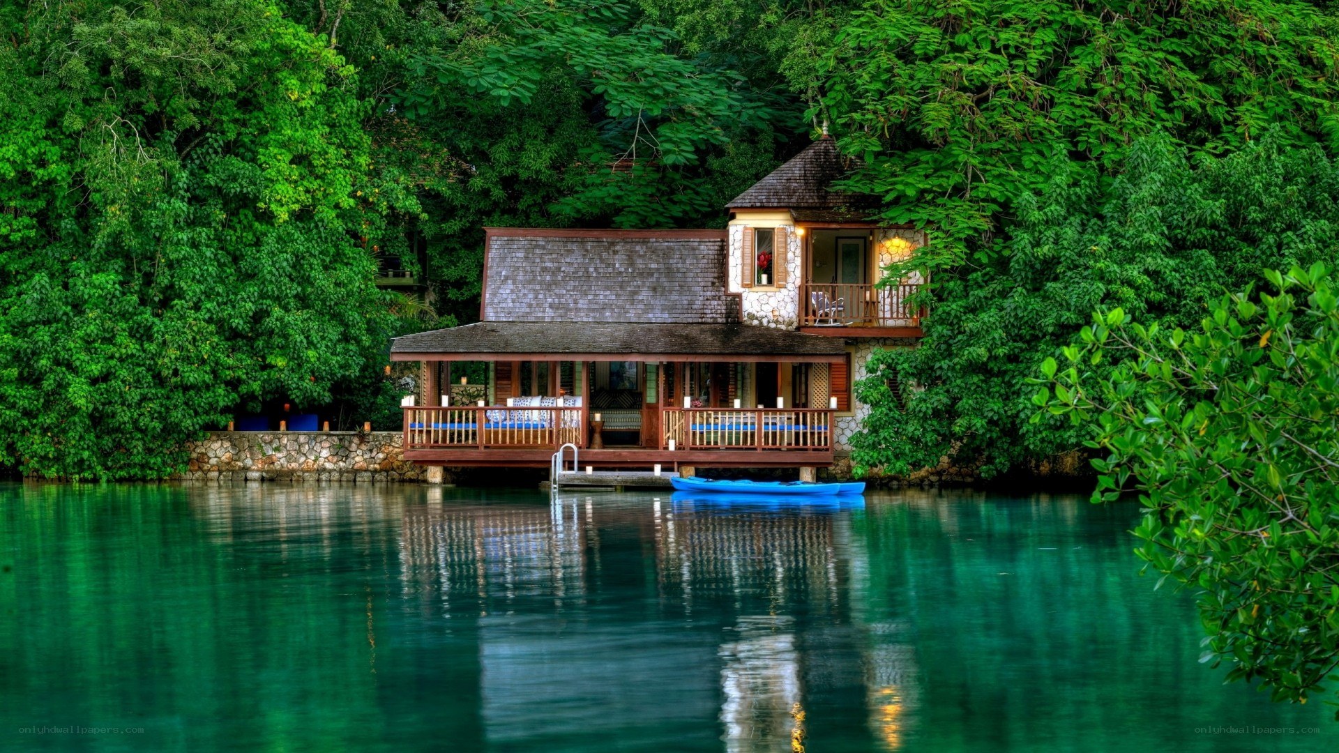 tropical water bungalow