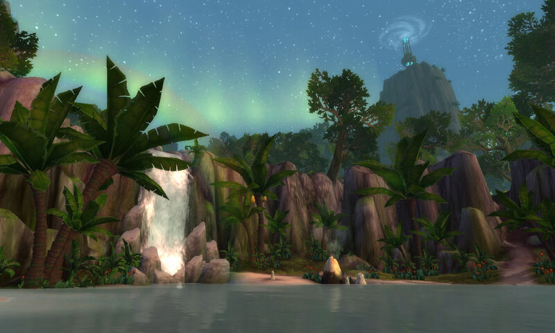 Tropical Waterfall at Night