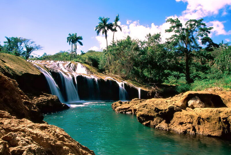 Tropical Waterfall — Blue