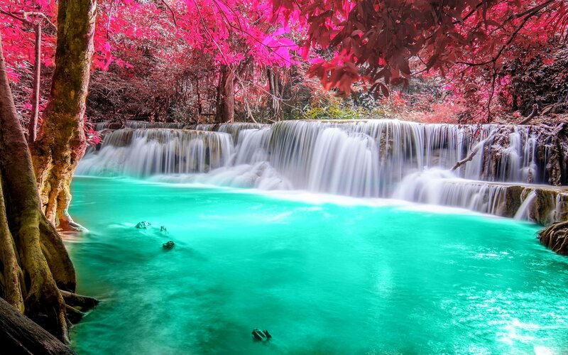 Tropical Waterfall — Cyan, Serene