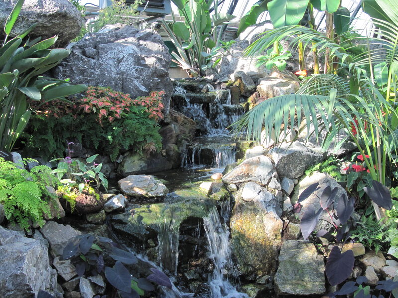 Tropical Waterfall Garden — Green, Serene, Afternoon, Photograph, Rocks