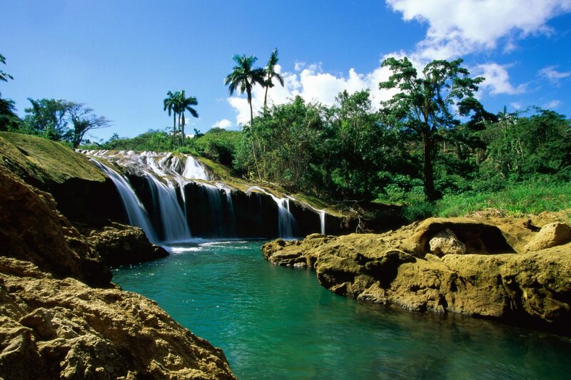 tropical waterfall in dominican republic