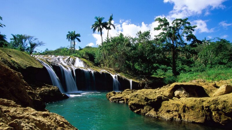 tropical waterfall in dominican republic