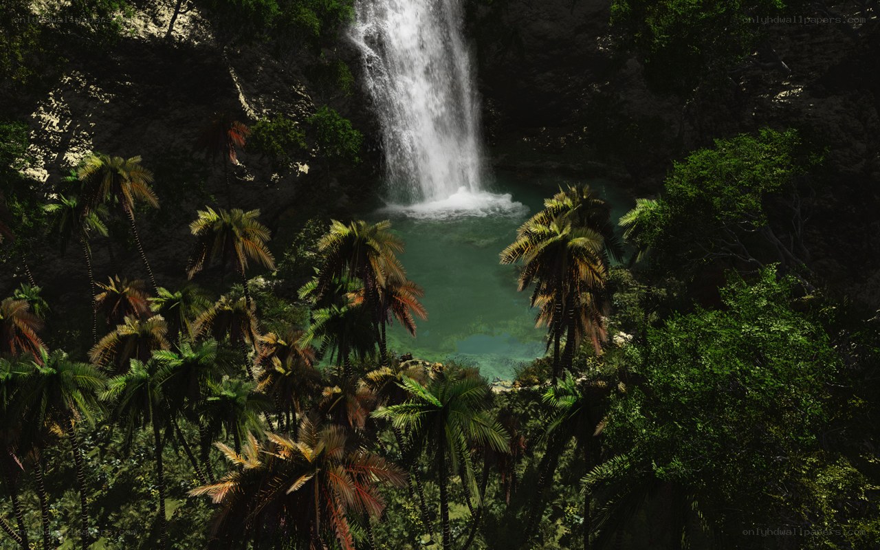 Tropical waterfall in jungle