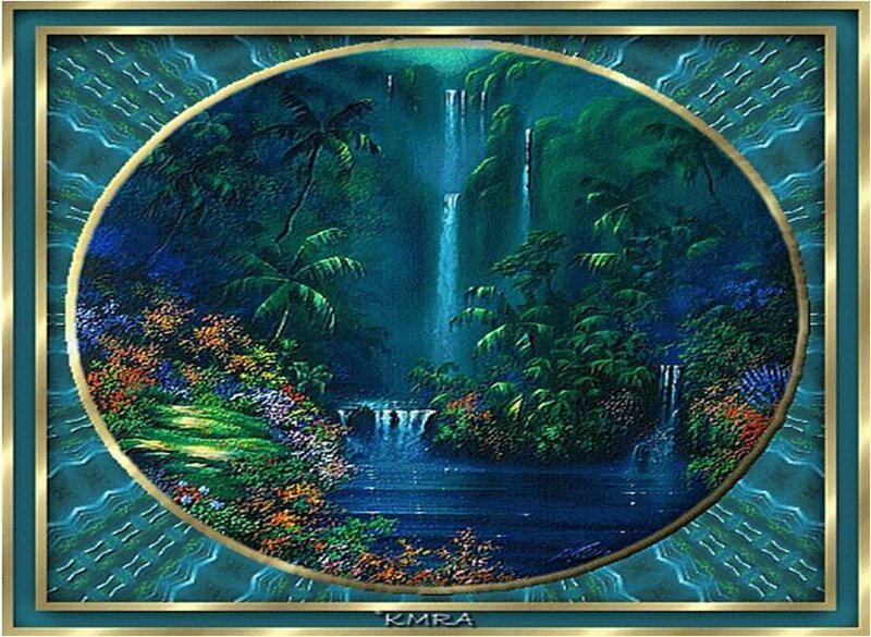 Tropical waterfall landscape