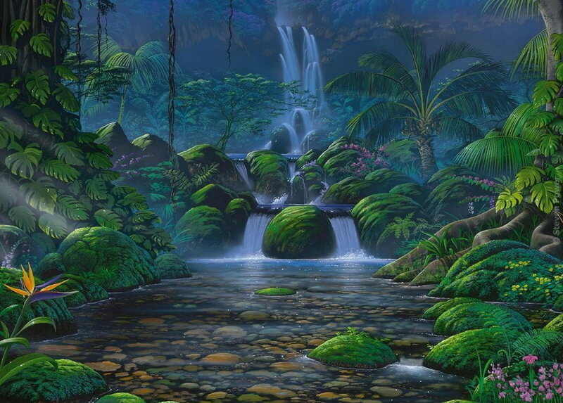 Tropical Waterfall Scene