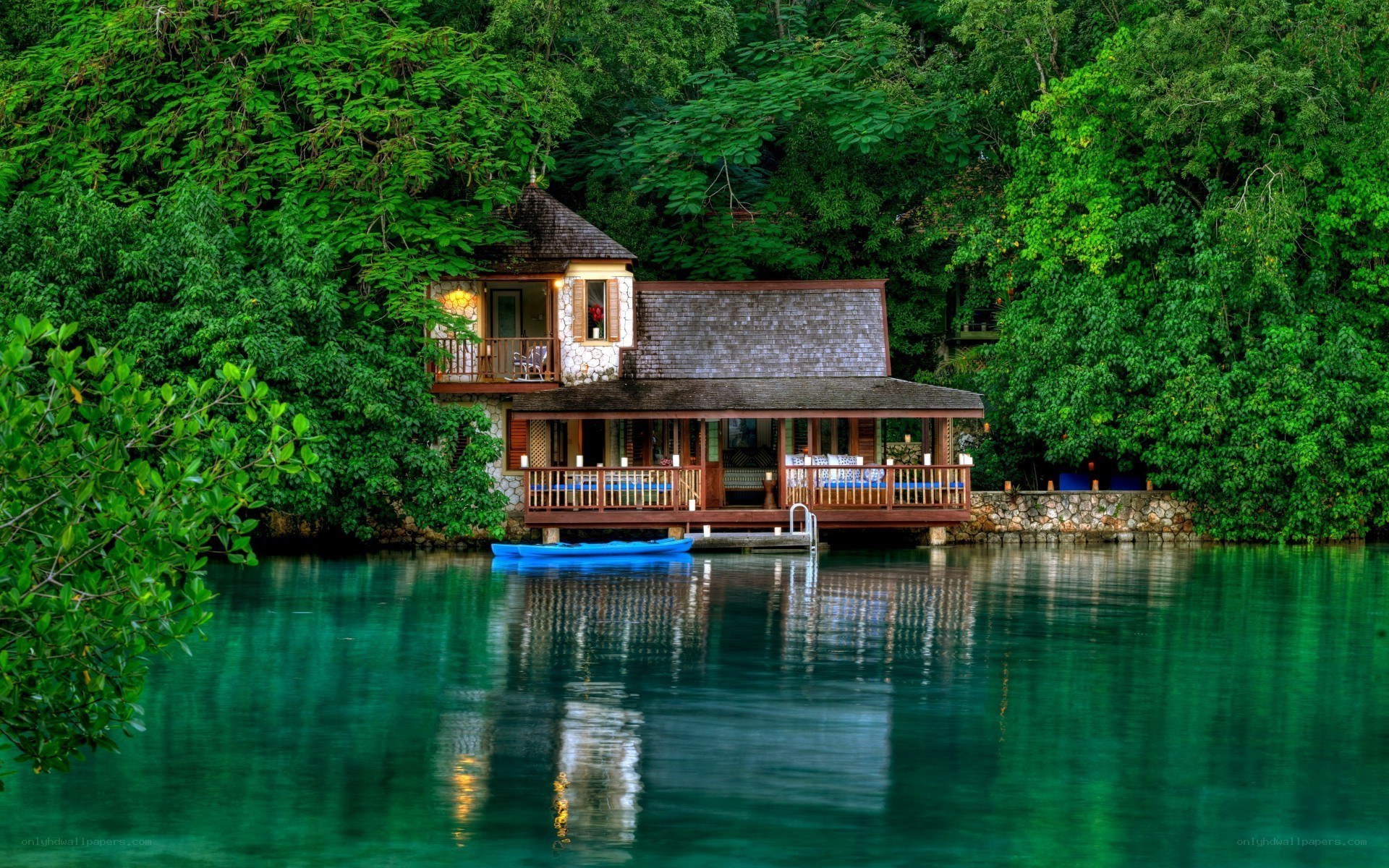 Tropical waterfront cottage