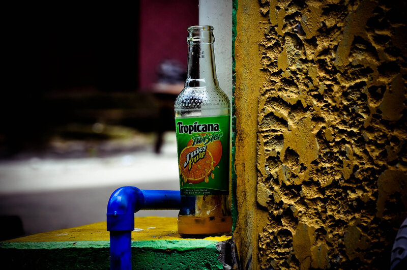 Tropicana Bottle on Ledge