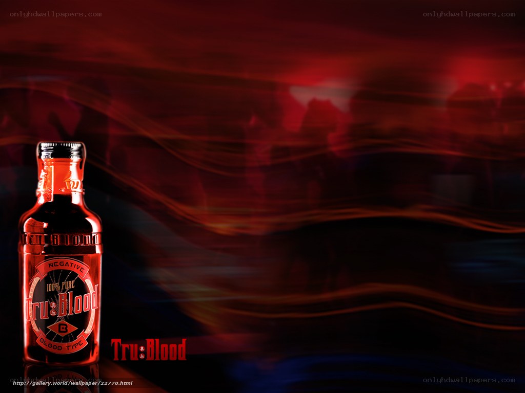 Tru Blood bottle in red light