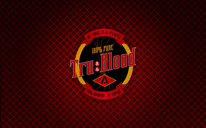 Tru Blood logo on red pattern