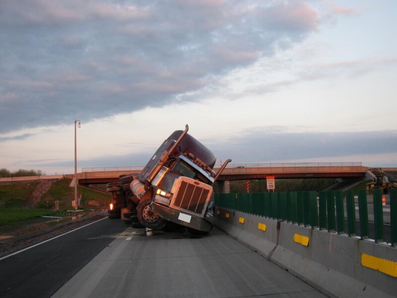 Truck Accident on Highway — Gray