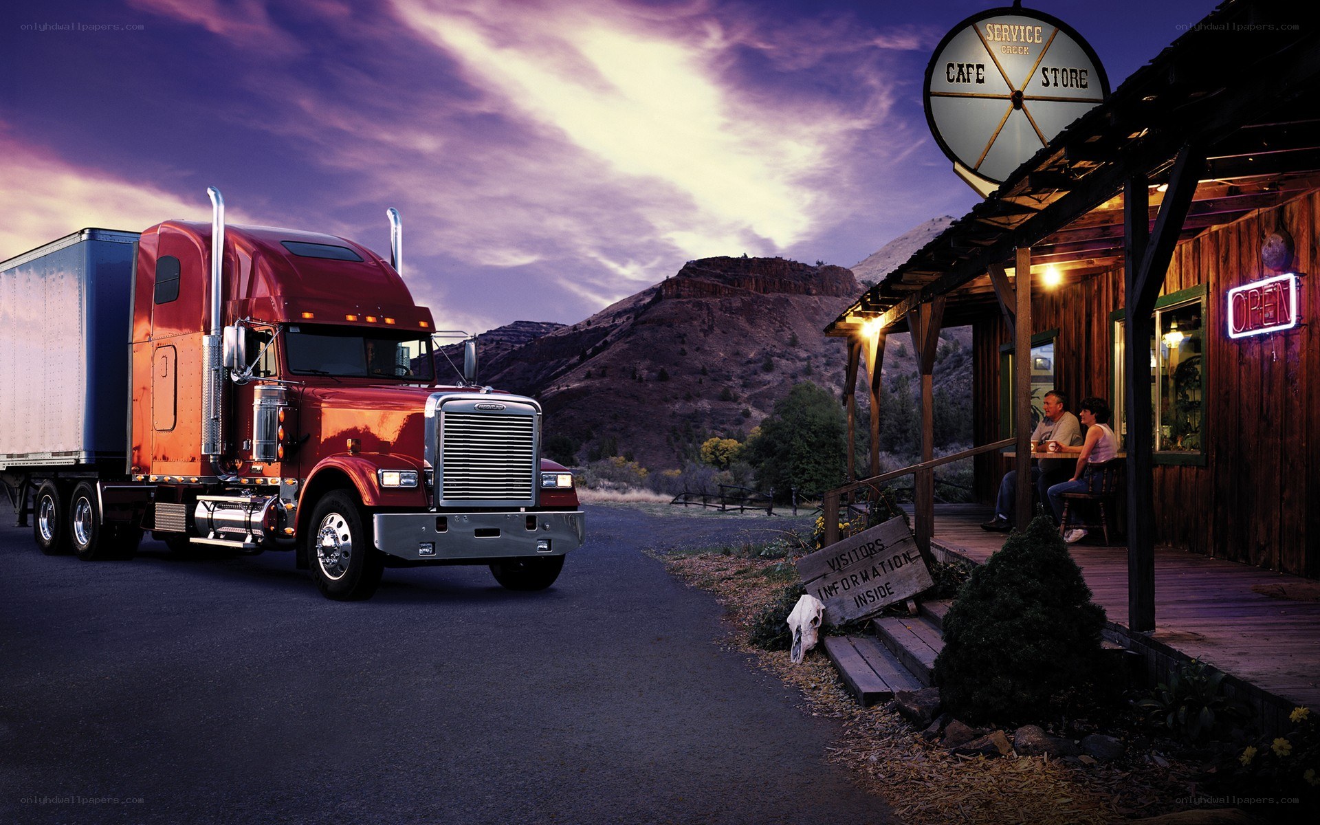 Truck at a roadside cafe