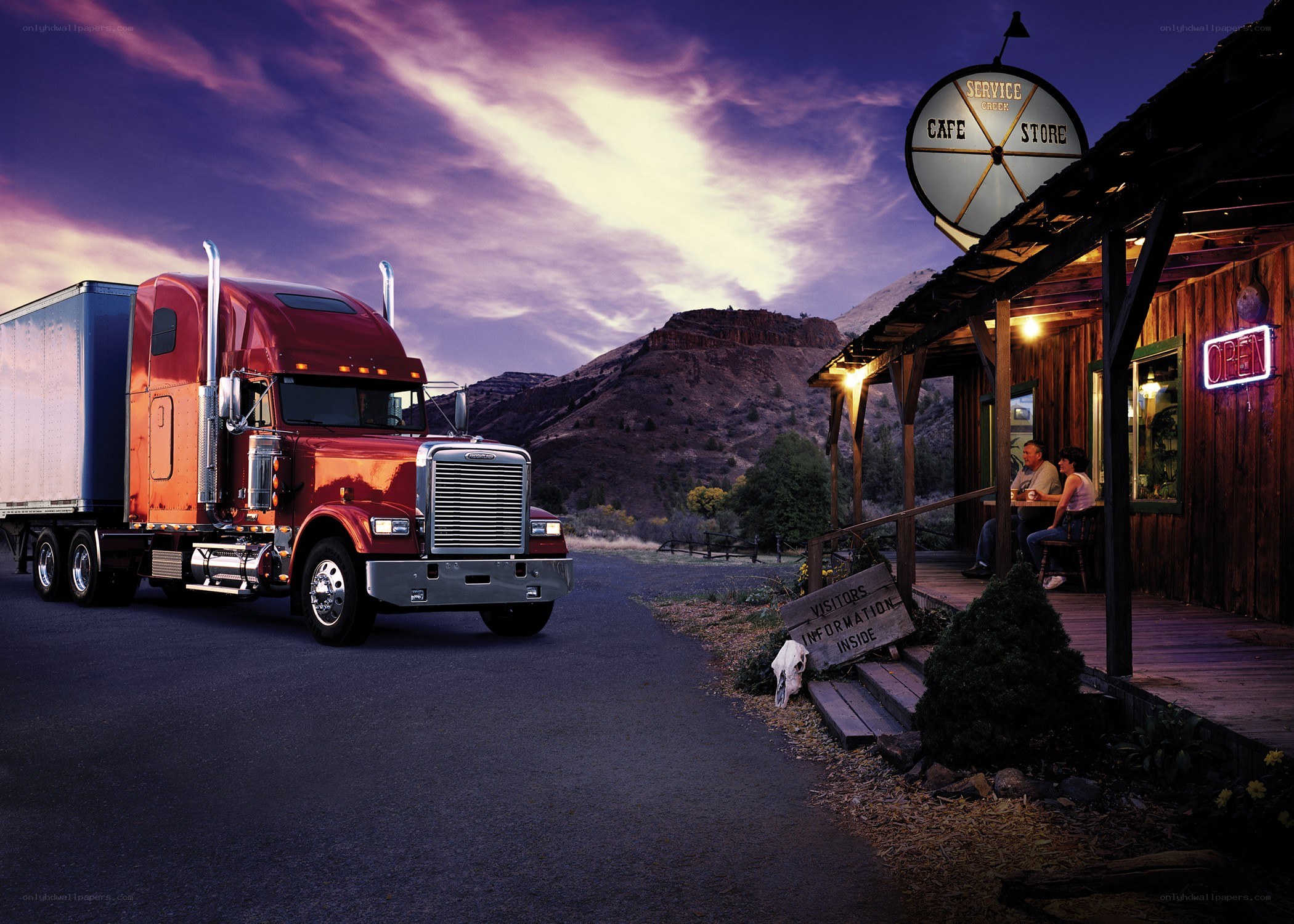 Truck at a roadside cafe