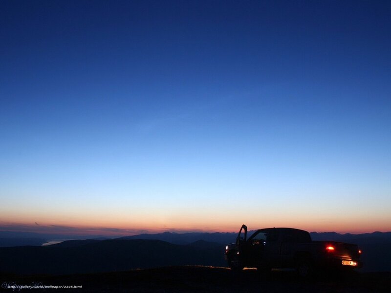 truck at sunset on mountain