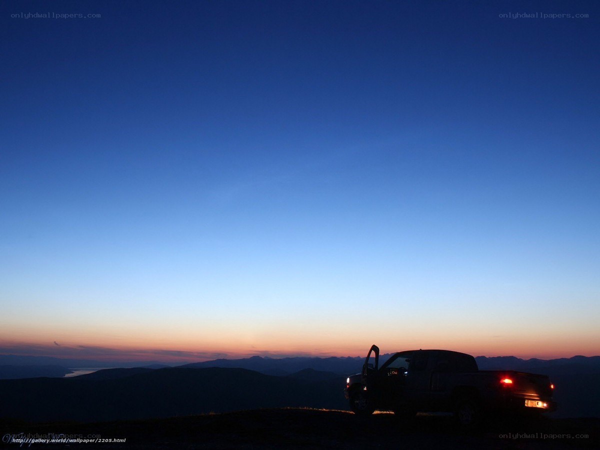 truck at sunset on mountain